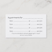 Beratende Dienste Ernennung von Erinnerungen Terminkarte (Rückseite)
