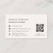 Berater Blush Pink Beige QR Code Luxus Visitenkarte (Rückseite)