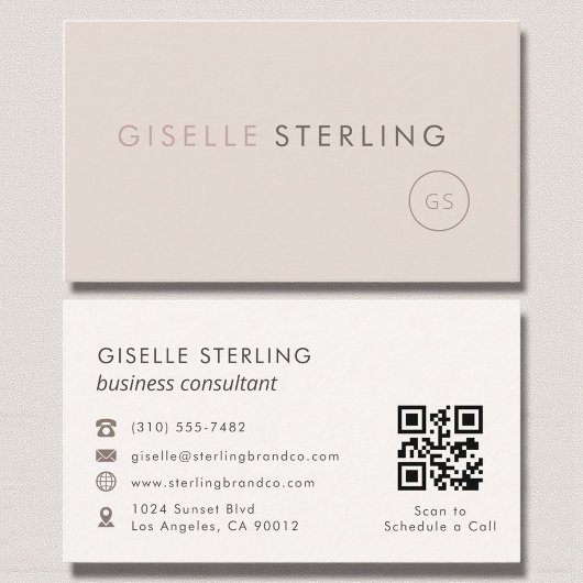 Berater Blush Pink Beige QR Code Luxus Visitenkarte