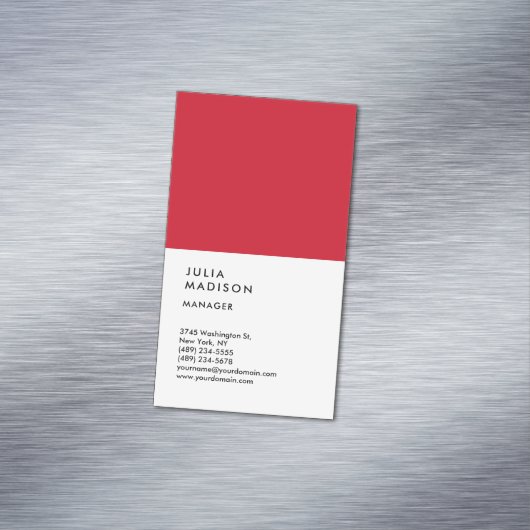 Berater für den vertikalen Red White Trendmanager Magnetische Visitenkarte (Beispiel)