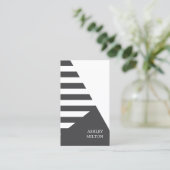 Berater für moderne graue weiß geometrische Streif Visitenkarte (Stehend Vorderseite)