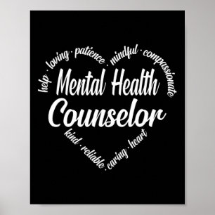 Berater für psychische Gesundheit Herz Wortwolke Poster