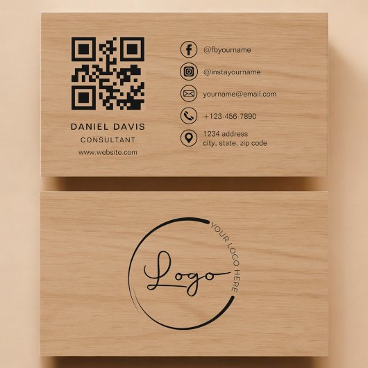 Berater Holz Professional QR Code Visitenkarte