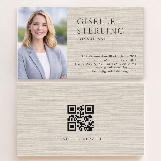 Berater Leinen Foto QR Code Visitenkarte