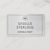 Berater Pinsel Silver Monogram QR Code Visitenkarte (Vorderseite)