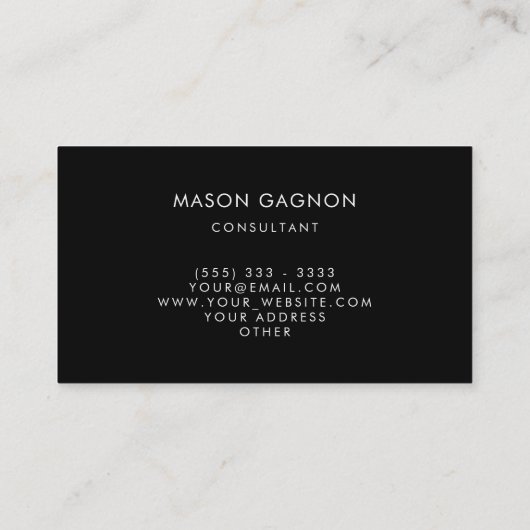 Berater Profi Modern Black Rectangle Visitenkarte (Rückseite)
