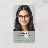 Berater Sage Green QR-Code Foto Visitenkarte (Vorderseite)
