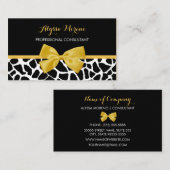 Berater Trendy Giraffe Print Golden Yellow Bow Visitenkarte (Vorne/Hinten)