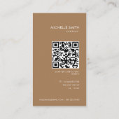 Berater Vertikaler Geometrischer brauner Qr-Code Visitenkarte (Rückseite)