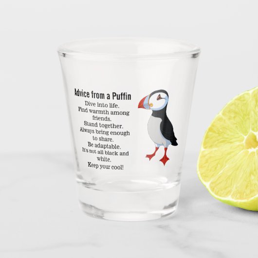 Beratung durch ein Puffin-Design Schnapsglas (Vorderseite)