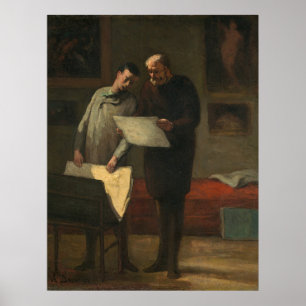 Beratung eines jungen Künstlers - Honoré Daumier F Poster