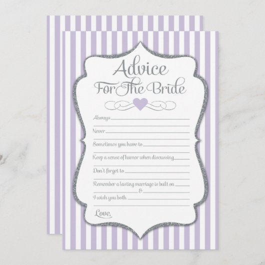 Beratung für das Brautparty Bride Lavender Lilac Hinweiskarte (Vorne/Hinten)