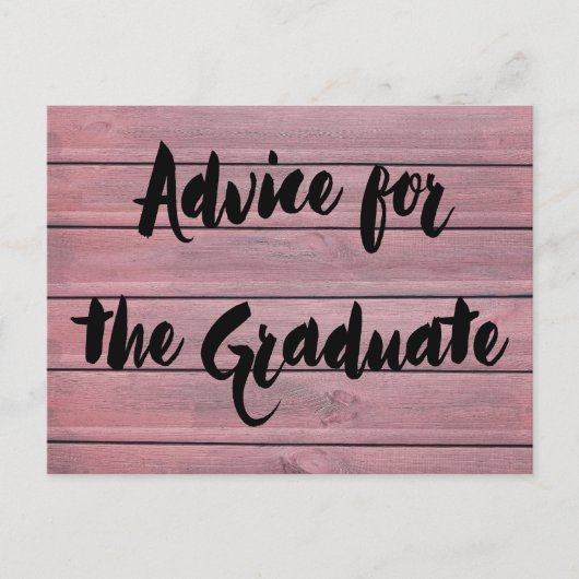 Beratung für das Graduate Modern Rustic Wood Pink Postkarte (Vorderseite)