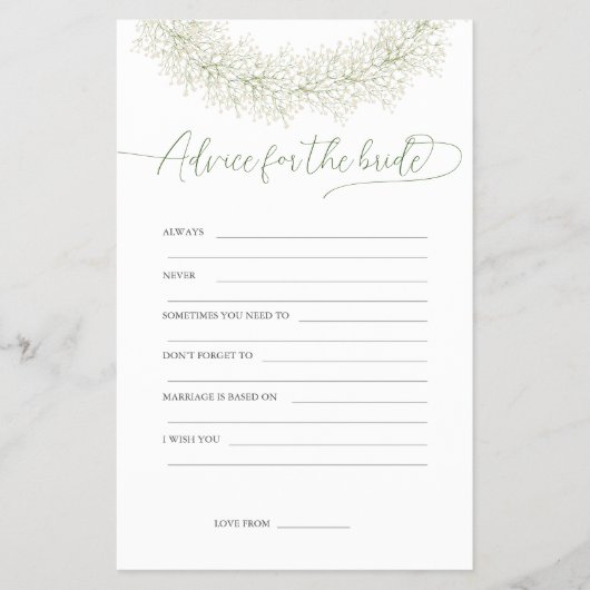 Beratung für den Bride Brautparty Game Flyer (Vorne)