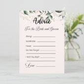 Beratung für die Braut und die Grünanlage Einladung (Stehend Vorderseite)