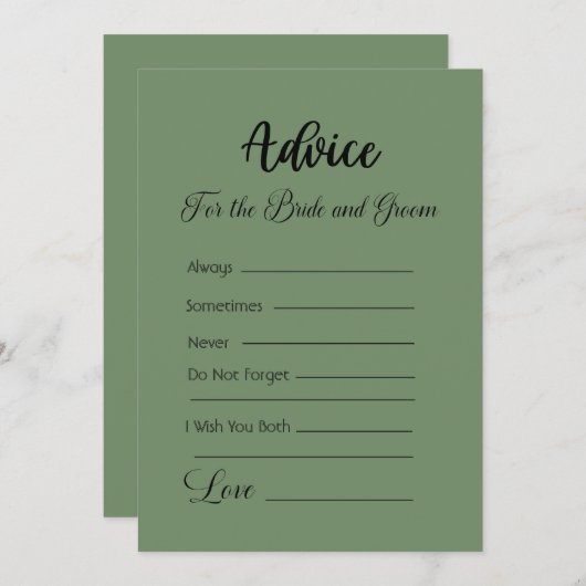 Beratung für die Braut und die Körperhaltung Grün Einladung (Vorne/Hinten)