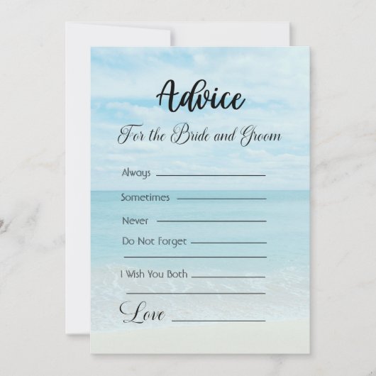 Beratung für die Braut und Groom Blue Ocean Beach Einladung (Vorderseite)