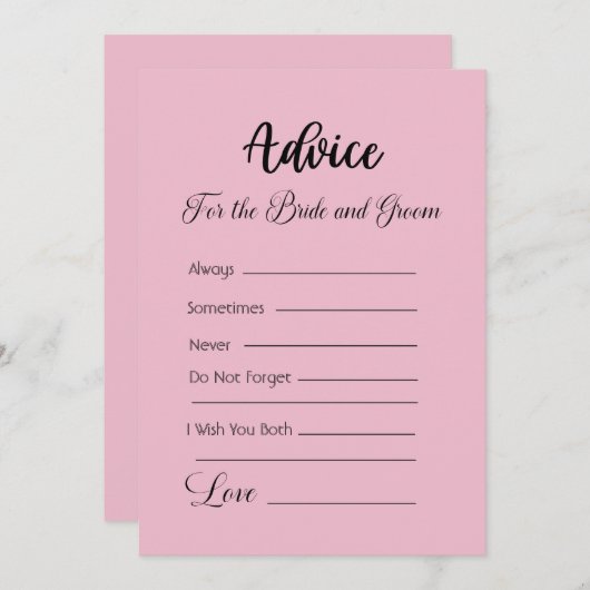 Beratung für die Braut und Groom Cameo Pink Einladung (Vorne/Hinten)