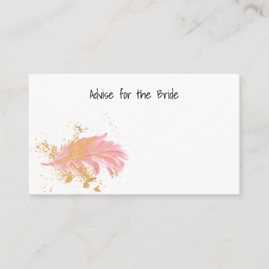 Beratung für die Bride Gold und Pink Feather Hinweiskarte (Vorderseite)