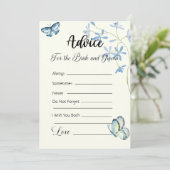 Beratung für die Bride und Groom Blue Schmetterlin Einladung (Stehend Vorderseite)