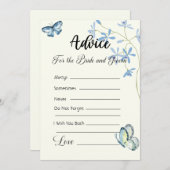 Beratung für die Bride und Groom Blue Schmetterlin Einladung (Vorne/Hinten)