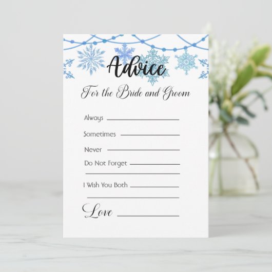 Beratung für die Bride und Groom Blue Snowflake Einladung (Stehend Vorderseite)