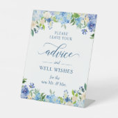 Beratung und Gut wünscht Blue Hydrangea Floral Sockelschild (Vorderseite)