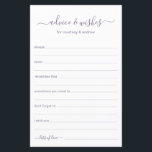 Beratung und Wünsche<br><div class="desc">Diese einfachen, staubigen, lila-weiß-grauen, modernen, minimalistischen und handgeschriebenen Skripte "Advice & Wishings"-Blätter sind perfekt, um Brautparty, Probe oder Hochzeitsgäste für das glückliche Paar zu bereiten. Die Menschen werden die Liebe haben, die Anweisungen zu bekommen - sie machen es so einfach, liebende Ratschläge und gute Wünsche verlassen. Sie werden noch auf...</div>