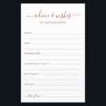 Beratung und Wünsche<br><div class="desc">Diese einfachen, terracotta und weiß, modern, minimalistisch, handschriftlich Skript-Advice & Wishings-Blätter sind perfekt für Brautparty-, Probe- oder Hochzeitsgäste. Die Menschen werden die Liebe haben, die Anweisungen zu bekommen - sie machen es so einfach, liebende Ratschläge und gute Wünsche verlassen. Sie werden noch auf Jahre geschätzt.</div>