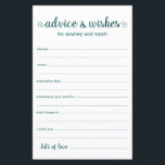 Beratung und Wünsche<br><div class="desc">Diese einfachen, aquamarinen und weißen, modernen, minimalistischen, handgeschriebenen Skriptblätter sind perfekt, um Brautparty-, Probe- oder Hochzeitsgäste für das glückliche Paar auszufüllen. Die Menschen werden die Liebe haben, die Anweisungen zu bekommen - sie machen es so einfach, liebende Ratschläge und gute Wünsche verlassen. Sie werden noch auf Jahre geschätzt.</div>