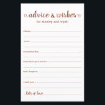 Beratung und Wünsche<br><div class="desc">Diese einfachen, terracotta und weiß, modern, minimalistisch, handschriftlich Skript-Advice & Wishings-Blätter sind perfekt für Brautparty-, Probe- oder Hochzeitsgäste. Die Menschen werden die Liebe haben, die Anweisungen zu bekommen - sie machen es so einfach, liebende Ratschläge und gute Wünsche verlassen. Sie werden noch auf Jahre geschätzt.</div>