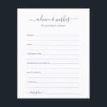 Beratung und Wünsche<br><div class="desc">Diese einfachen, staubigen, lila-weiß-grauen, modernen, minimalistischen und handgeschriebenen Skripte "Advice & Wishings"-Blätter sind perfekt, um Brautparty, Probe oder Hochzeitsgäste für das glückliche Paar zu bereiten. Die Menschen werden die Liebe haben, die Anweisungen zu bekommen - sie machen es so einfach, liebende Ratschläge und gute Wünsche verlassen. Sie werden noch auf...</div>