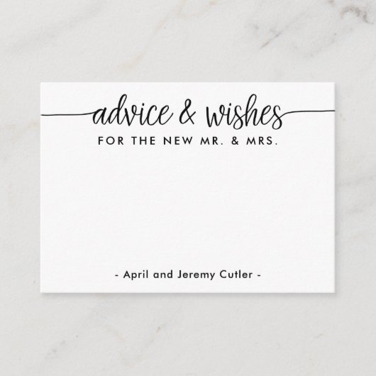 Beratung und Wünsche für den neuen Herrn. & Mrs. B Begleitkarte (Vorderseite)