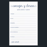 Beratung und Wünsche Spanisch<br><div class="desc">Diese einfachen,  staubblauen,  modernen,  minimalistischen,  handgeschriebenen Schriftzeichen Spanish Advice & Wishings/Consejos y Deseos sind perfekt für Brautparty-,  Probe- oder Hochzeitsgäste. Die Menschen werden die Liebe haben,  die Anweisungen zu bekommen - sie machen es so einfach,  liebende Ratschläge und gute Wünsche verlassen. Sie werden noch auf Jahre geschätzt.</div>