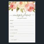 Beratung und Wünsche Spanisch<br><div class="desc">Diese einfachen, blumengeschmückten und handgeschriebenen Laken mit den Rose "Spanish Advice & Wishings" (Consejos y Deseos) und den blütenrosa und weißen Aquarellfarben laden zum Brautparty, Probe Dinner oder Hochzeitsgäste ein. Die Menschen werden die Liebe haben, die Anweisungen zu bekommen - sie machen es so einfach, liebende Ratschläge und gute Wünsche...</div>