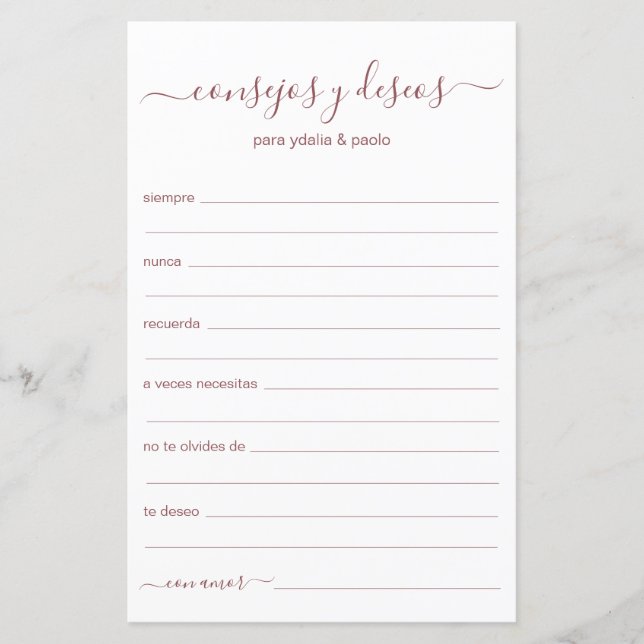 Beratung und Wünsche Spanisch (Vorderseite)