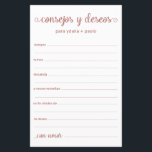 Beratung und Wünsche Spanisch<br><div class="desc">Diese einfache, Rose Gold, modern, minimalistisch, handgeschriebene Schrift Spanisch Advice & Wishs/Consejos y Deseos Blätter sind perfekt, um Brautparty, Probe Dinner oder Hochzeitsgäste für das glückliche Paar ausfüllen zu können. Die Menschen werden die Liebe haben, die Anweisungen zu bekommen - sie machen es so einfach, liebende Ratschläge und gute Wünsche...</div>