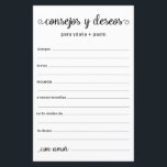 Beratung und Wünsche Spanisch<br><div class="desc">Diese einfachen,  schwarz-weiß,  modern,  minimalistisch,  handgeschriebenen Schriftzeichen Spanish Advice & Wishings/Consejos y Deseos sind perfekt für Brautparty-,  Probe- oder Hochzeitsgäste. Die Menschen werden die Liebe haben,  die Anweisungen zu bekommen - sie machen es so einfach,  liebende Ratschläge und gute Wünsche verlassen. Sie werden noch auf Jahre geschätzt.</div>
