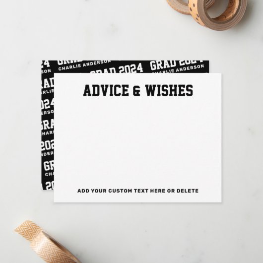 Beratung und Wünsche von Abschluss im Jahr Schwarz Mitteilungskarte (Vorderseite/Rückseite Beispiel)