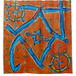 Berber-Amazigh-Motive, abstrakte Zeichen und Symbo Duschvorhang