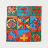 Berber Amazigh Motive, Zeichen und Symbole abstrak Wandteppich (Vorderseite (Horizontal))