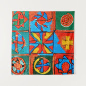 Berber Amazigh Motive, Zeichen und Symbole abstrak Wandteppich (Vorderseite)