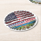Berber Amazigh US USA USA United Staaten Tree Runder Pappuntersetzer (Angewinkelt)
