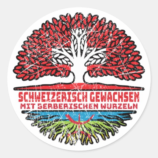 Berber Berberisch Schweizer Schweiz Baum Wurzel Runder Aufkleber (Vorderseite)
