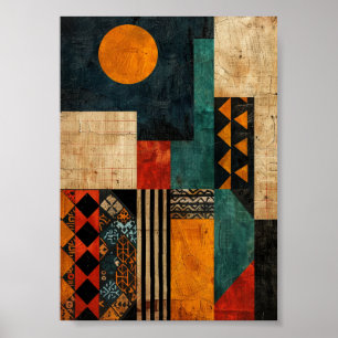 Berbertribale Grafik: geometrische Erdtöne Poster