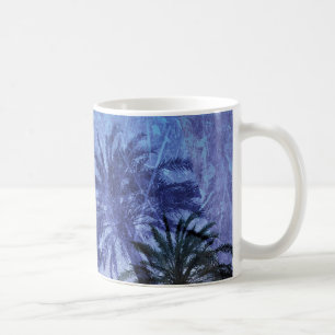 Bercelona Blue Palm Tree Grunge Digitale Kunst, De Kaffeetasse