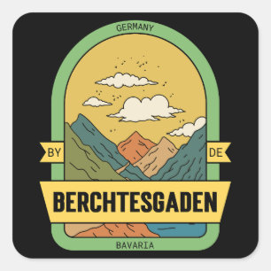 Berchtesgaden bavaria alps souvenir quadratischer aufkleber