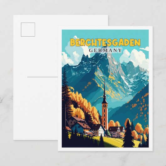 Berchtesgaden Deutschland Vintage Reise Illustrati Postkarte (Vorne/Hinten)
