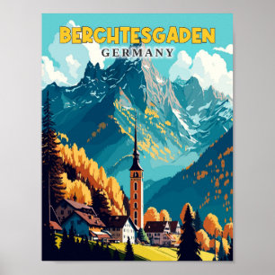 Berchtesgaden Deutschland vintage Reiseillustratio Poster