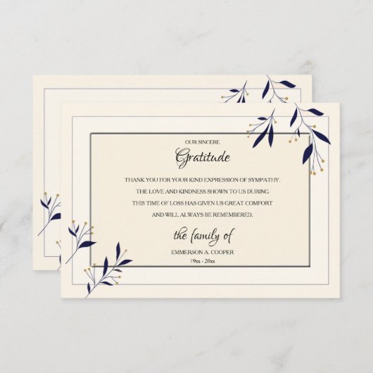 Bereavement Dankeschön Karte (Vorne/Hinten)